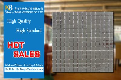 China Outdoor or indoor wall cold grey glass square mosaic tiles polished for sale