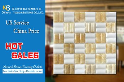 China Art tile backsplash mosaic natural yellow color marble stone for sale