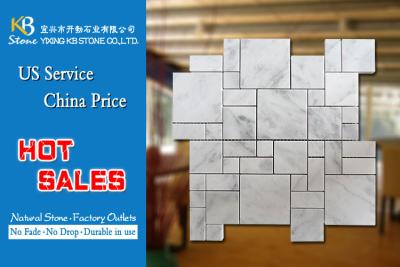 China Natural stone marble mosaic tiles polished white onyx carrara square for sale