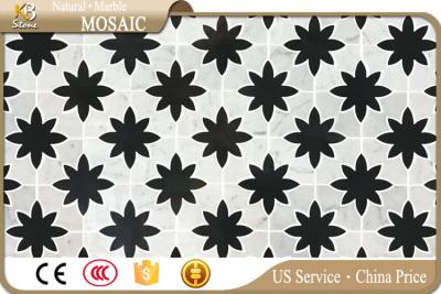 China Natural carrara pure black waterjet marble mosaic wall decoration for sale