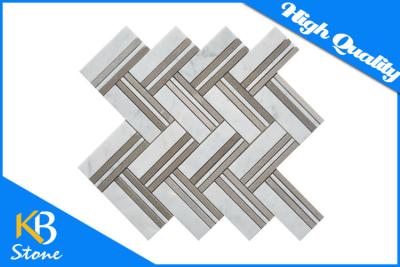 China Herringbone Wooden Gray Tumbled Mosaic Wall Decor Tile / Marble Decorative Wall Tiles for sale