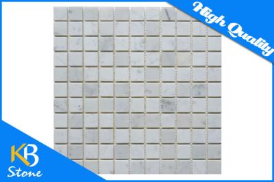 China Italian Carrera Marble Square Mosaic Wall Tiles 1 x 1 Inch Polished for Bathroom / Flooring / Pool for sale