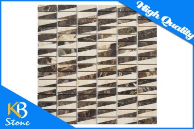 China Mixed Color Square Dark Emperador Marble Polished Mosaic Tile for Fireplace Surround Tiles for sale