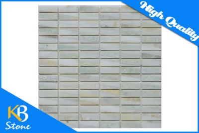 China Polished China White Marble Mixed Green Mosaic Tiles Square Shape for Bath Wall , Countertop for sale