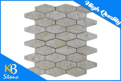 China 10mm Long Hexagon Marble Mosaic Tiles Polished Stone Cream Marfil Mosaic Floor Tile for sale