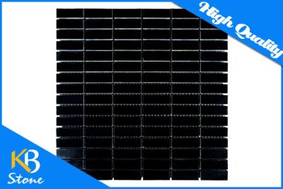 China Pure Black Stone Marble Subway Pattern Mosaic Wall Tile for Kitchen Backsplash or Bathroom for sale