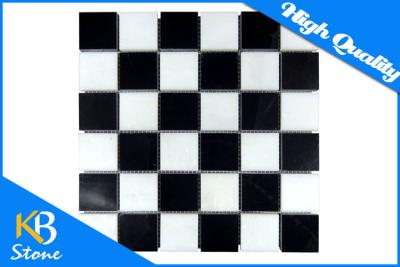 China Square Pattern Mixed Stone Marble Tiles Polished Black and White Marble Mosaic Tile for Wall for sale