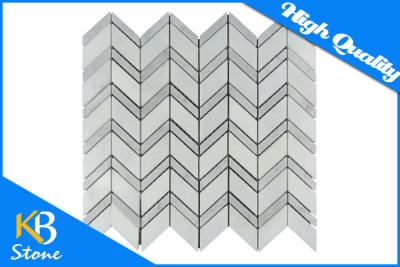 China Indoor Outdoor Diamond Carrera White Marble Mosaic Tile Polished 305 x 305mm 10mm Thickness for sale