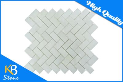 China China White Italian Carrera Marble Herringbone Mosaic Tile 1 x 2 Polished for sale