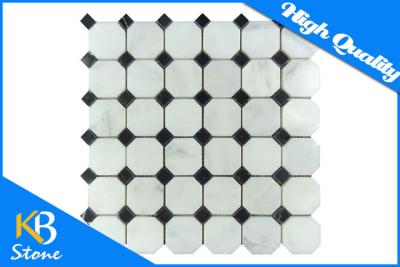 China Carrara White Italian Octagon Black and White Marble Mosaic Tile Exterior / Interior Wall Decor for sale