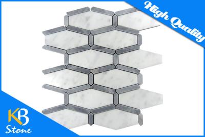 China Nature Stone Hexagon Marble Mosaic Tiles White Mixed Grey Flooring Tile 12 x 12 Inch for sale