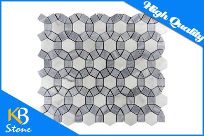 China Luxury Italy Grey Mixed White Waterjet Marble Mosaic Home Flooring Tile for Decorative for sale