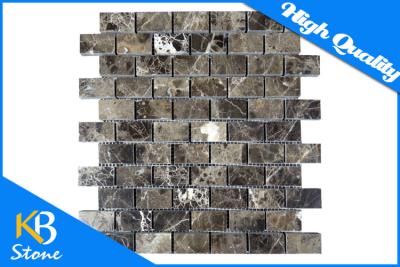 China Dark Emperador Stone Marble Tiles Polished Subway Mosaic Wall or Flooring Tile Sheet for sale