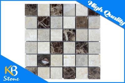 China Polished Finish Cream Marfil Mosaic Marble Tile Mixed Emperador Dark Square Shape for sale