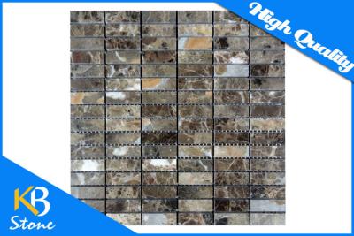 China Polished Dark Emperador Marble Subway Tile / Natural Stone Mosaic Flooring Tile Sheets for sale