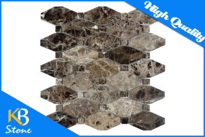 China Emperador Polished Long Octagon Marble Mosaic Tile 12 x 12 Inch Natural Marble Building Material for sale