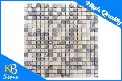 China Mixed Colour Travertine Mosaic Tile Square Shape Home Decoration Wall / Flooring Tiles for sale