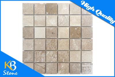 China Square Pattern Natural Travertine Stone Mosaic Flooring Tile 12