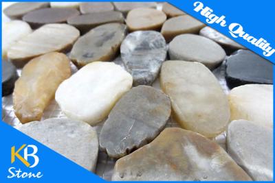 China Mix Color Pebble Stone Marble Tile Polished Stone Mosaic Tile for Wall Decoration or Flooring for sale