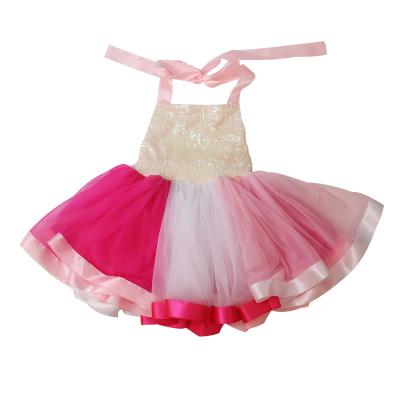 China Anti-wrinkle summer little girl sexy sequin skirt princess backless letter release dresses for kids mesh tulle dress for sale