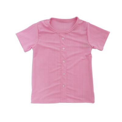 China Wholesale Cheap Kid T-shirt Summer Basic Anti-Shrink Polyester Tops With Button Decoration Little Girl Casual Blouses Shirts for sale