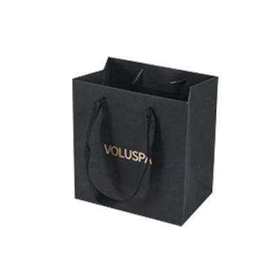 China Wholesale Custom Recyclable LOGO Luxury Black Gift Bags Logo Gold Foil Shopping Bags Cardboard Paper Bags for sale