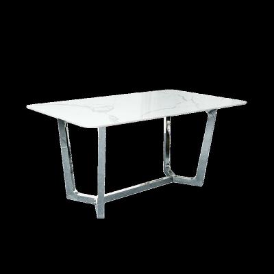 China Factory Supplier New Product Ceramic Top And Chrome Base Exquisite Workmanship Beautiful Dining Table for sale