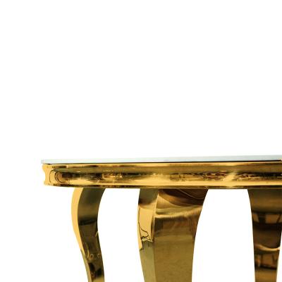 China New Design Ceramic Top And Chrome Base Durable Luxurianism Dining Table Professional Multi Process Production for sale