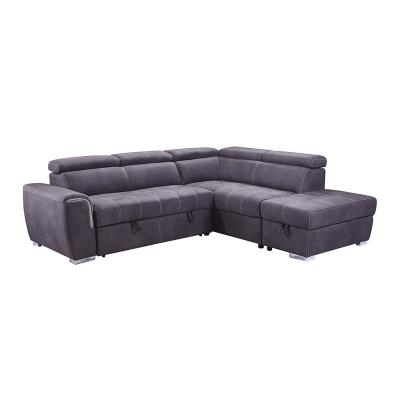 China Hot Selling Storage #19766-L3 L-Shape Sofa Luxury Gray /Mushroom/Black Hot Foldable Comfortable Sofa Large for sale