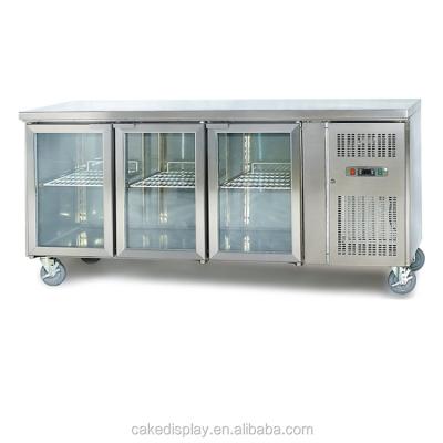 China Single-Temperature Snowland Commercial Glass Door Undercounter Refrigerator Fridge Refrigerator with Fan Forced Cooling System for sale