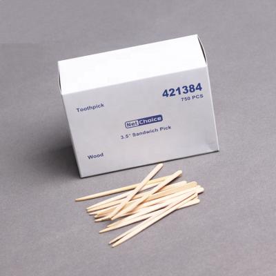 China Disposable Long Birch Wood Double Dots Toothpick for sale