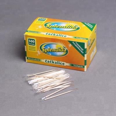 China Hot Sale Disposable Cello Wrapped Wooden Toothpicks Plain Wrapped Tooth Sticks for sale