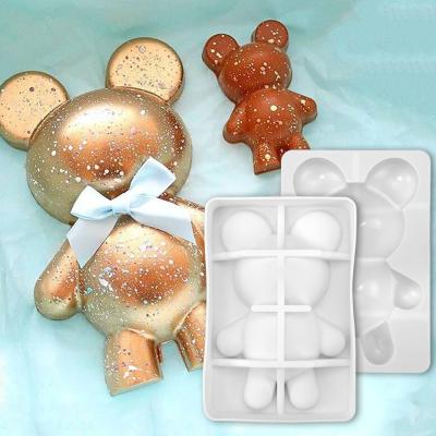 China Disposable Creative Breakable B1-60 Chocolate Decorating Accessories Baby 3D Bear Silicone Chocolate Baking Large Size Mold Lovely for sale