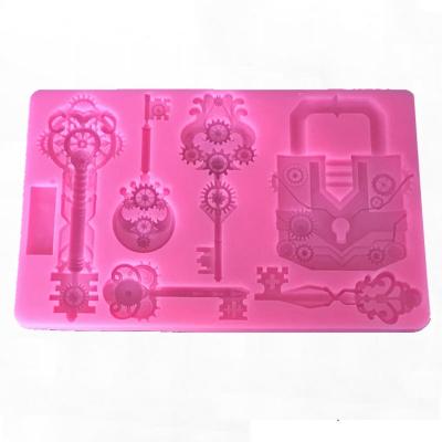 China DIY Disposable Handmade Mechanical Key Shaped Jelly Candy Chocolate Bake Mold Silicone Easter For Candle Making for sale