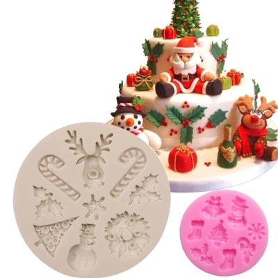 China B1-78 DIY 3D Disposable Cake Decorating Border Baking Mold Christmas Shape Silicone Fondant Mold for sale