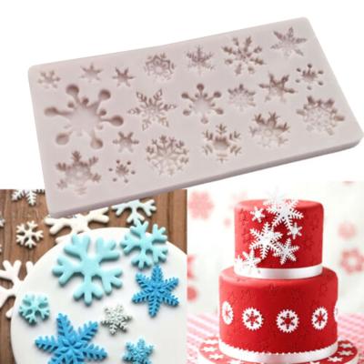 China B1-77 DIY Disposable Hot Selling Cake Decorating Tools Christmas Candy Chocolate Molds 3D Christmas Snowflake Silicone Fondant Mold for sale