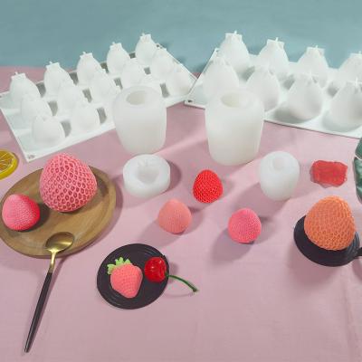 China B1-30 DIY 3D Birthday DIY Decoration Fondant Mold 15 Cavity Strawberry Disposable Silicone Candle Mold for sale