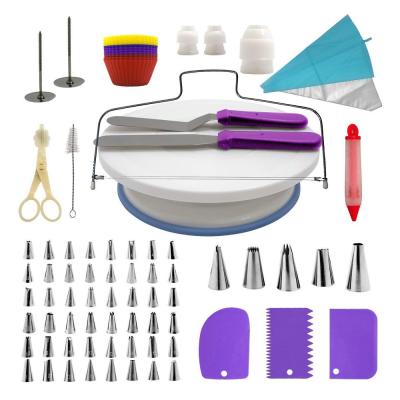 China Amazon Sustainable Hot Selling Cake Decorating Supplies Baking Kit Cake Piping Tips Toppers Tools Fondant Baking Decirating Tool Kit Pink for sale