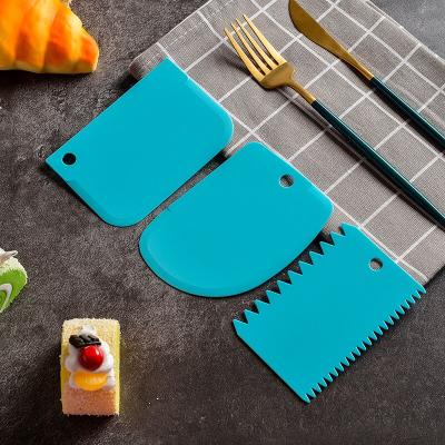 China B2-5 Disposable Cake Pastry Tool Cream Scraper Blade Spatula 3 Baking Pcs/Plastic Cake Dough Spatula Set Cutter Slicer for sale