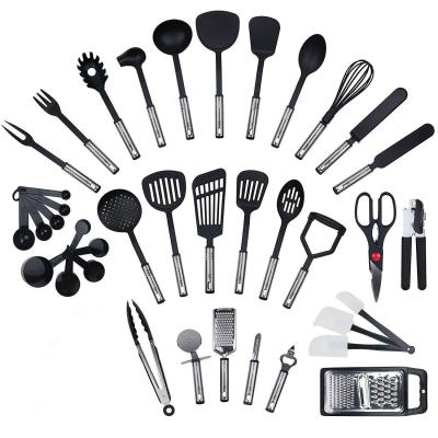 China Viable Kitchen Cookware Instruments Spoons Cookware Set Silicone Spatula Kitchen Tool Steel Set and Stainless Steel Laddle for sale