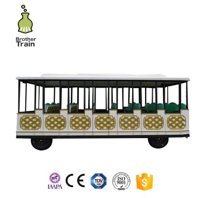 China FRP Enclosed Automatic Electric Wooden Train Tourist Track Kids Amusement Outdoor Door Ride for sale