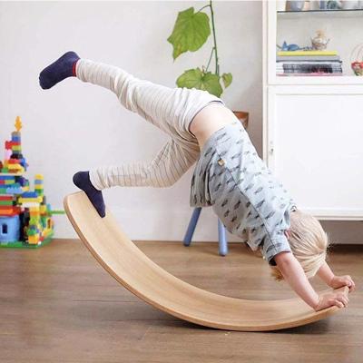 China Entertainment Kids Yoga Fitness Board Kids Toys Wooden Curved Shimmy Balance Board for sale