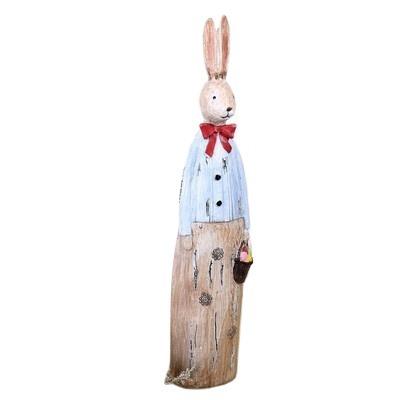 China China Hand Painted Resin Animal Crafts Accessories Creative Wholesale Custom Doll Easter Couple Rabbit Gifts for sale