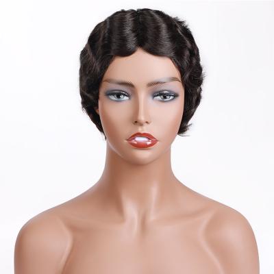 China Machine Made Short Pixie Cut Curly Wig Remy Human Cuticle Aligned Lace Wig Non Peep Wave Wholesale Afro Wig For Black Women for sale