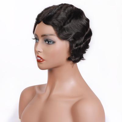 China Pixie Wig Machine Made Afro Remy Human Cuticle Aligned Non Wave Full Lace Wigs For Black Women for sale