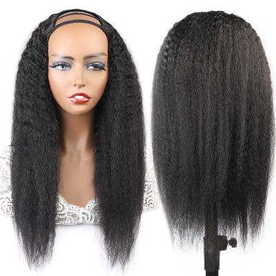 China Wholesale Body Wave Clip In U Piece Yaki Wave Wig Hair Machine Made Wig Non Lace Human Wig for sale