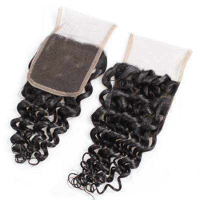 China Deep Wave Braid Hair Extensions 100% Virgin 4x4 HD Lace Closure for sale