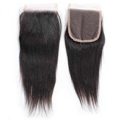 China Silky Straight Hair Extensions 100% Virgin 4x4 HD Straight Wave Braid Hair Extensions 100% Lace Closure for sale