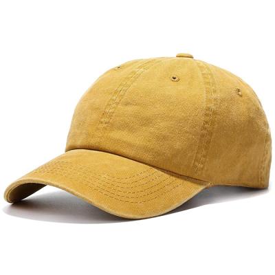 China Vintage Mens Womens Womens White Dad Plain COMMON Yellow Cotton Washed Twill Low Profile Baseball Cap Hat for sale