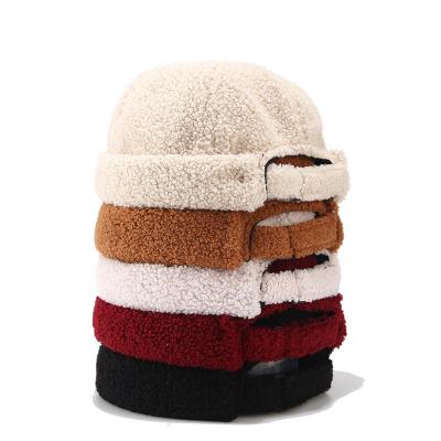 China Plain Adjustable Custom Lamb Wool Winter White Brimless Hat for sale